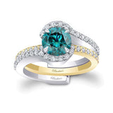 1 Carat Blue And White Diamond Bridal Set