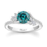 1 Carat Round Blue And White Diamond Ring