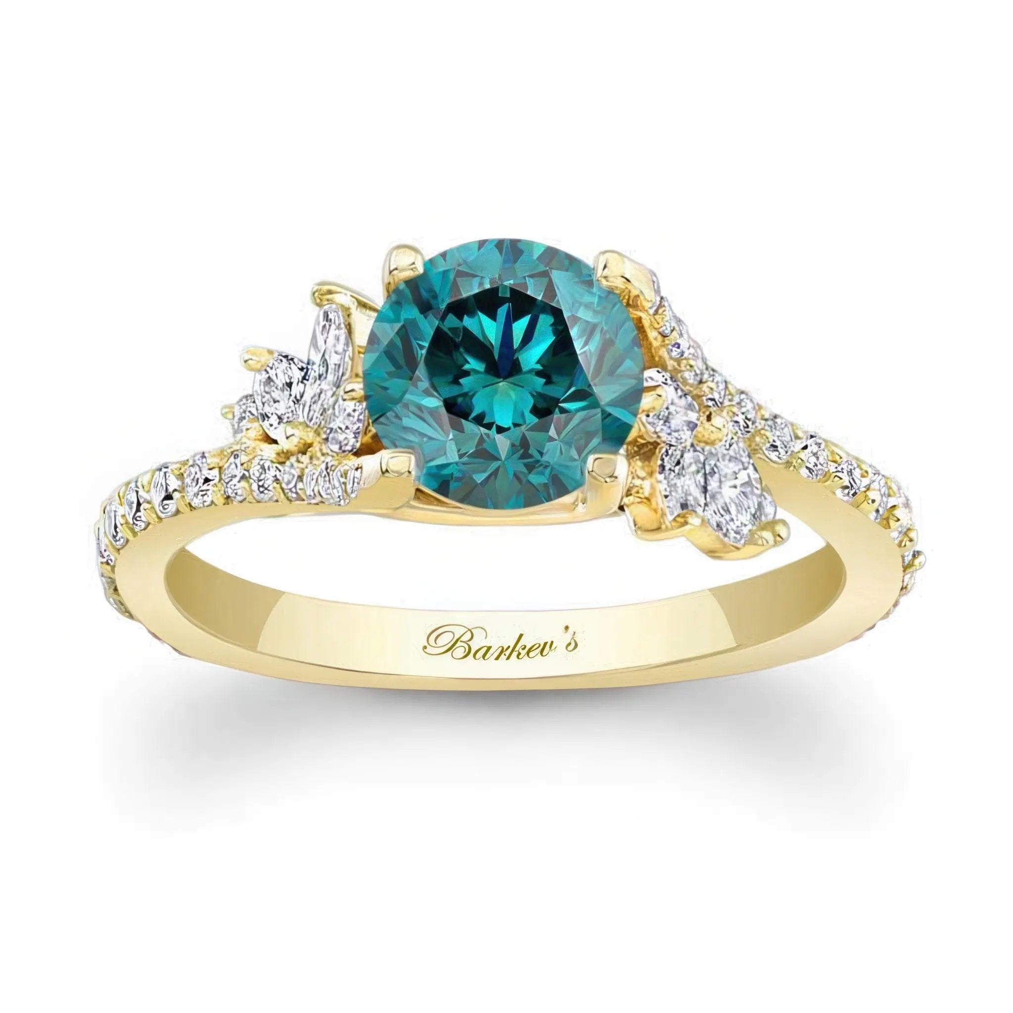 1 Carat Round Blue And White Diamond Ring