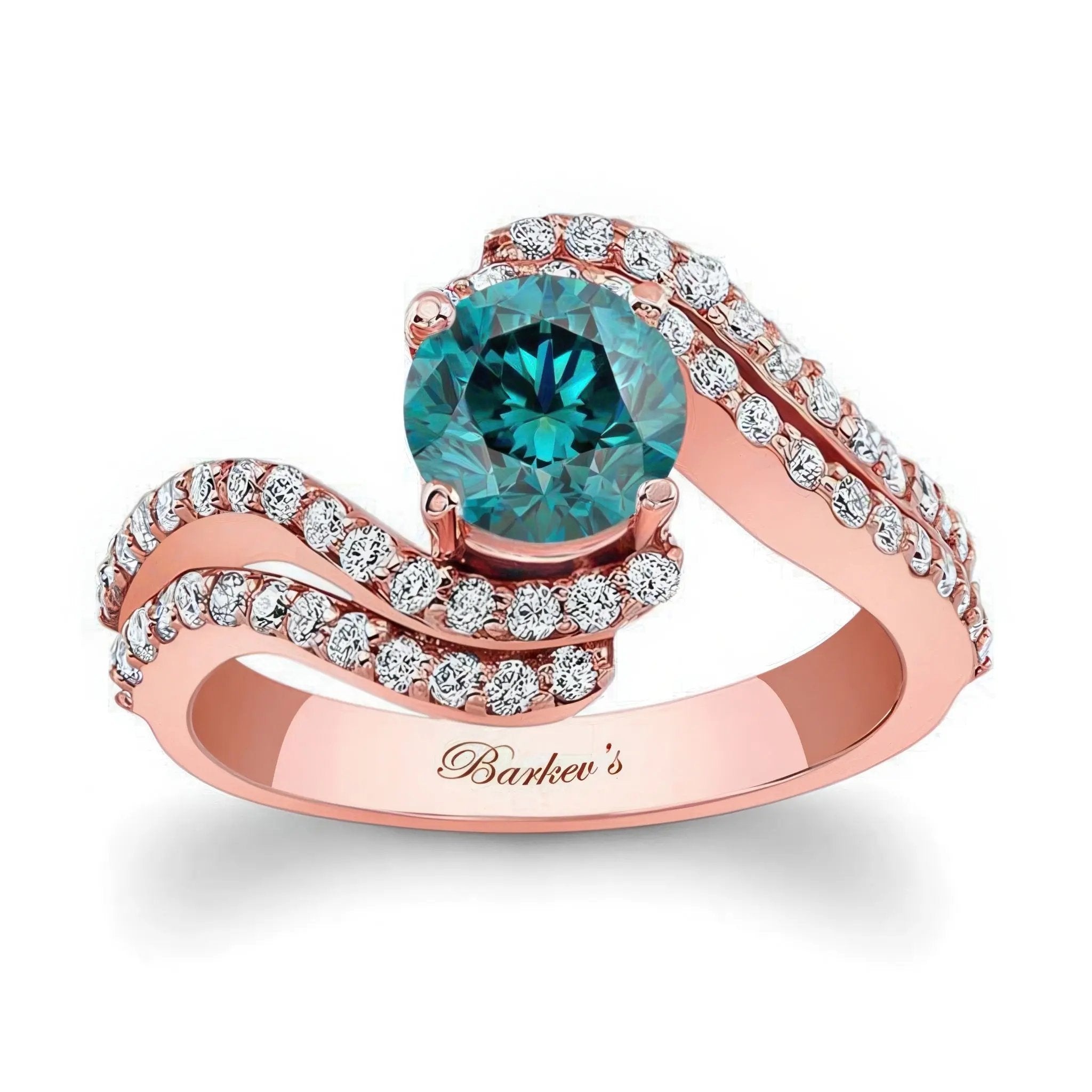 Swirl Blue And White Diamond Engagement Ring