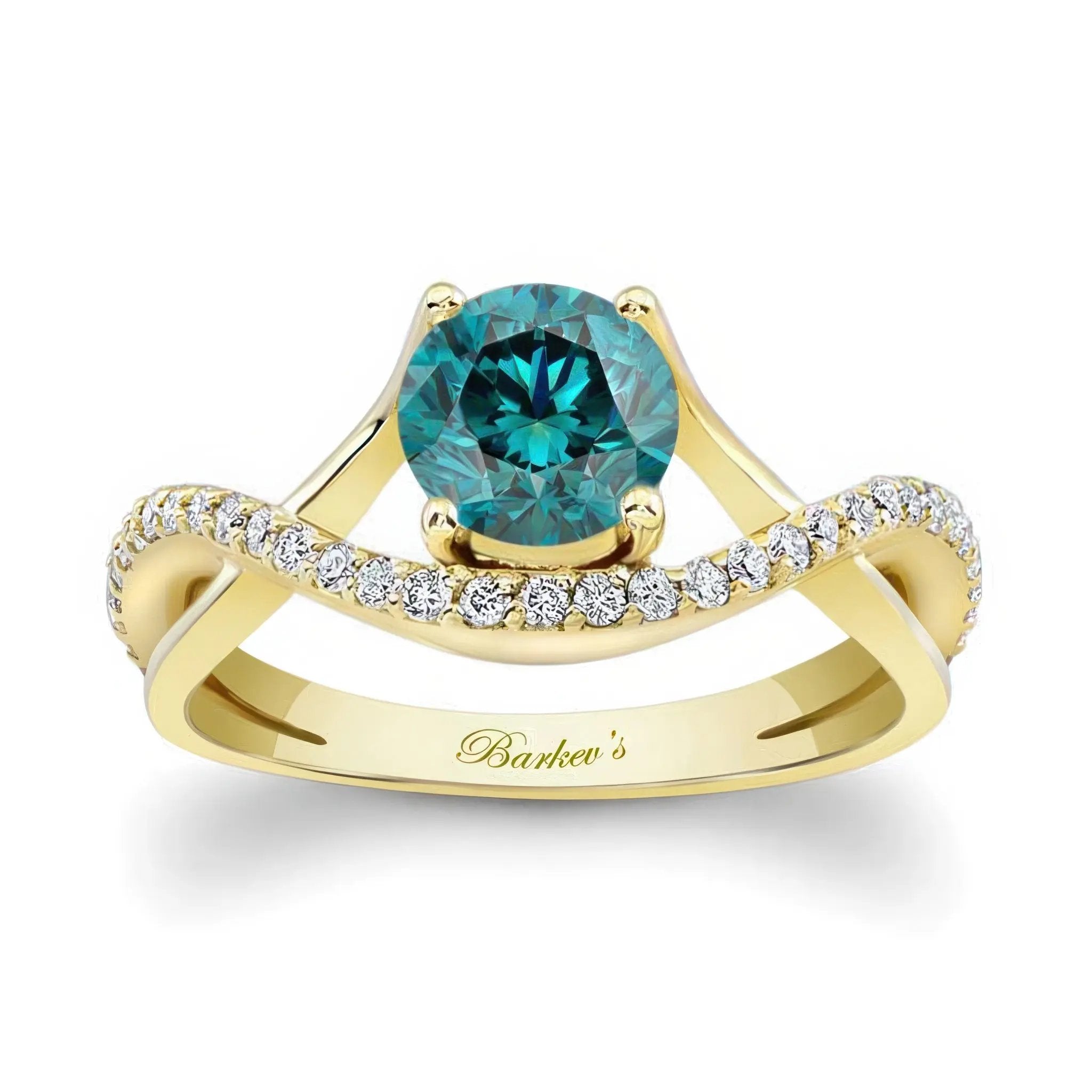 Split Shank Blue And White Diamond Pave Ring