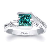 Channel Set Princess Cut Blue And White Diamond Ring