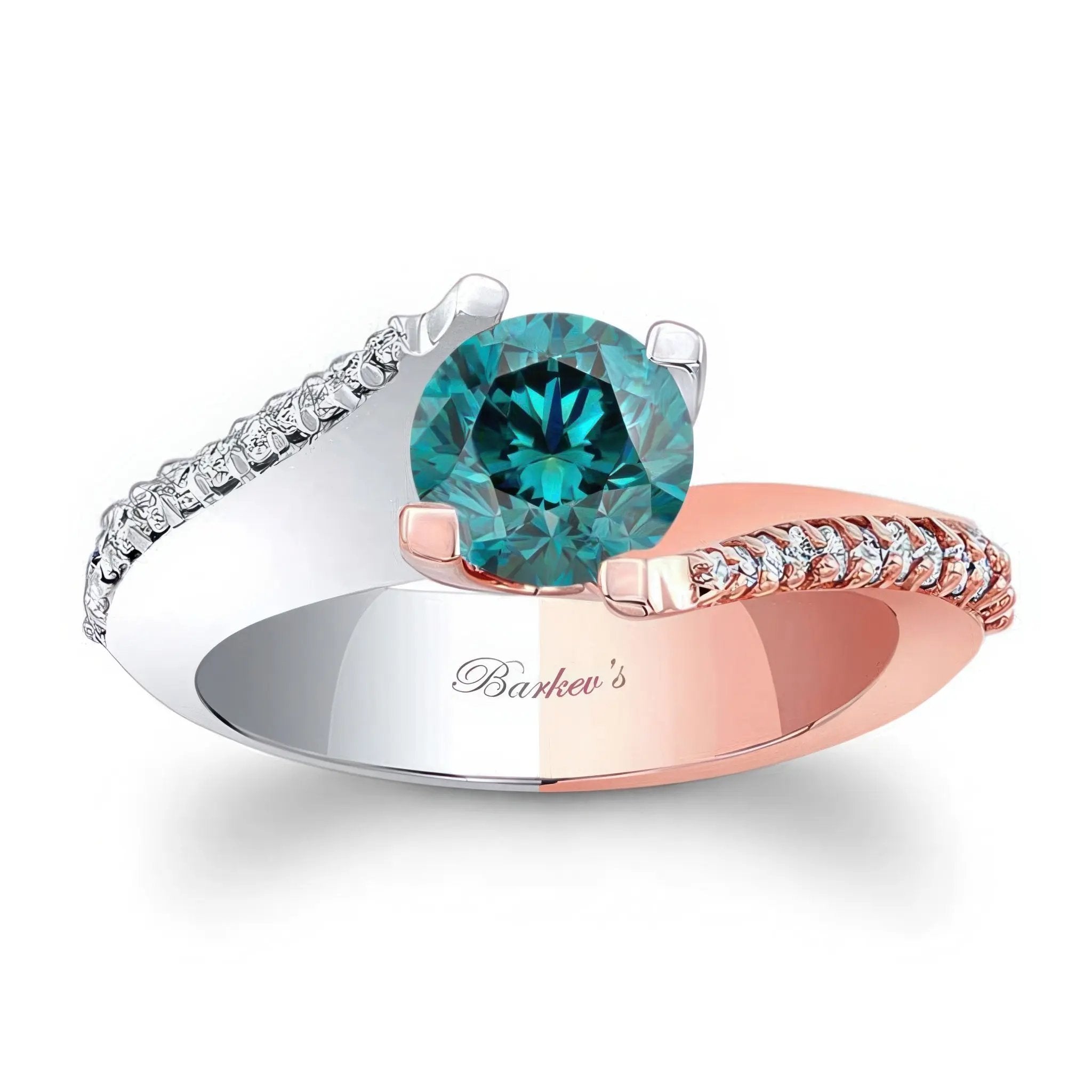 Classic Round Blue And White Diamond Engagement Ring