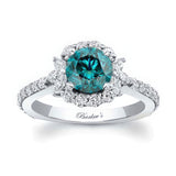 Marquise Halo Blue And White Diamond Ring