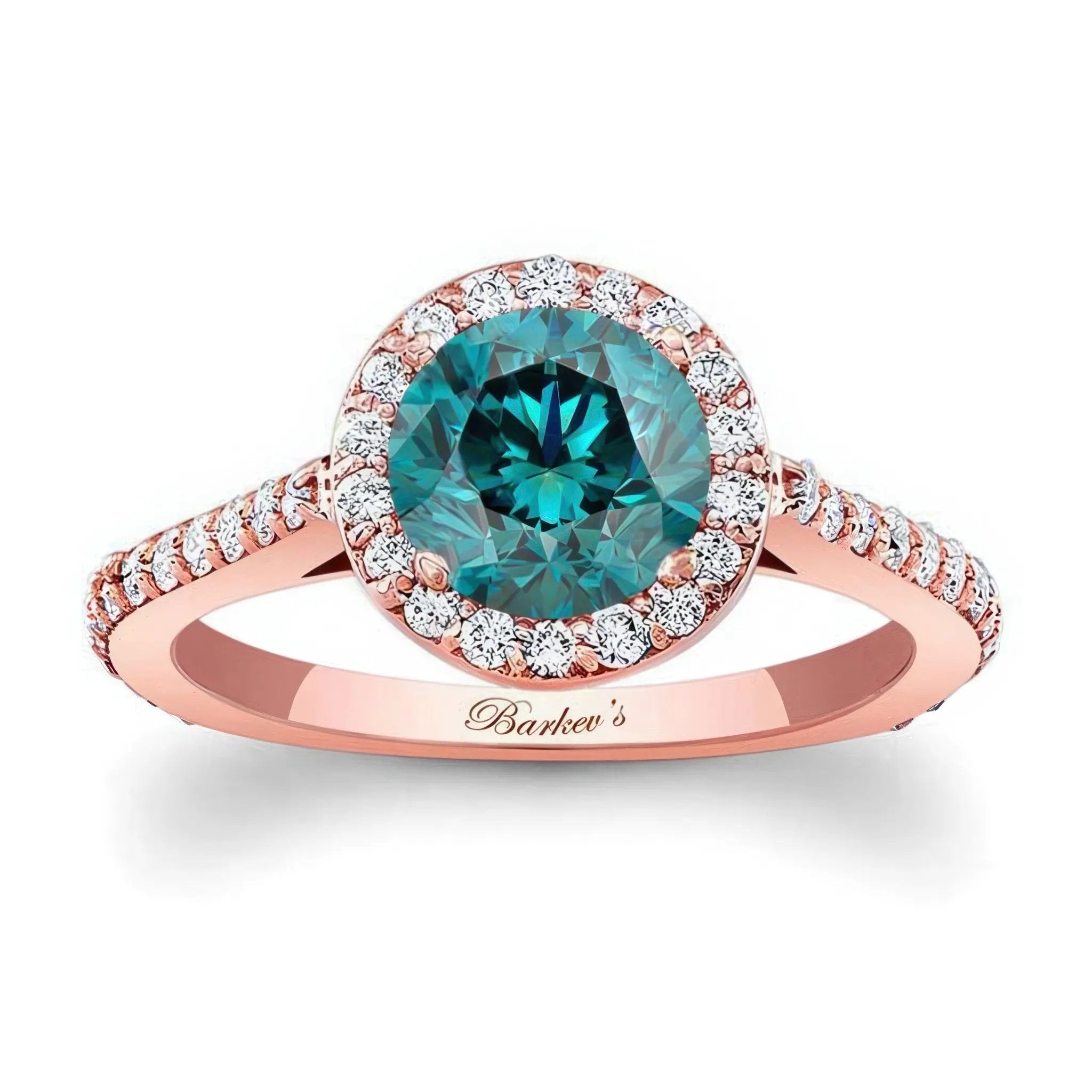 1 carat Halo Blue And White Diamond Engagement Ring