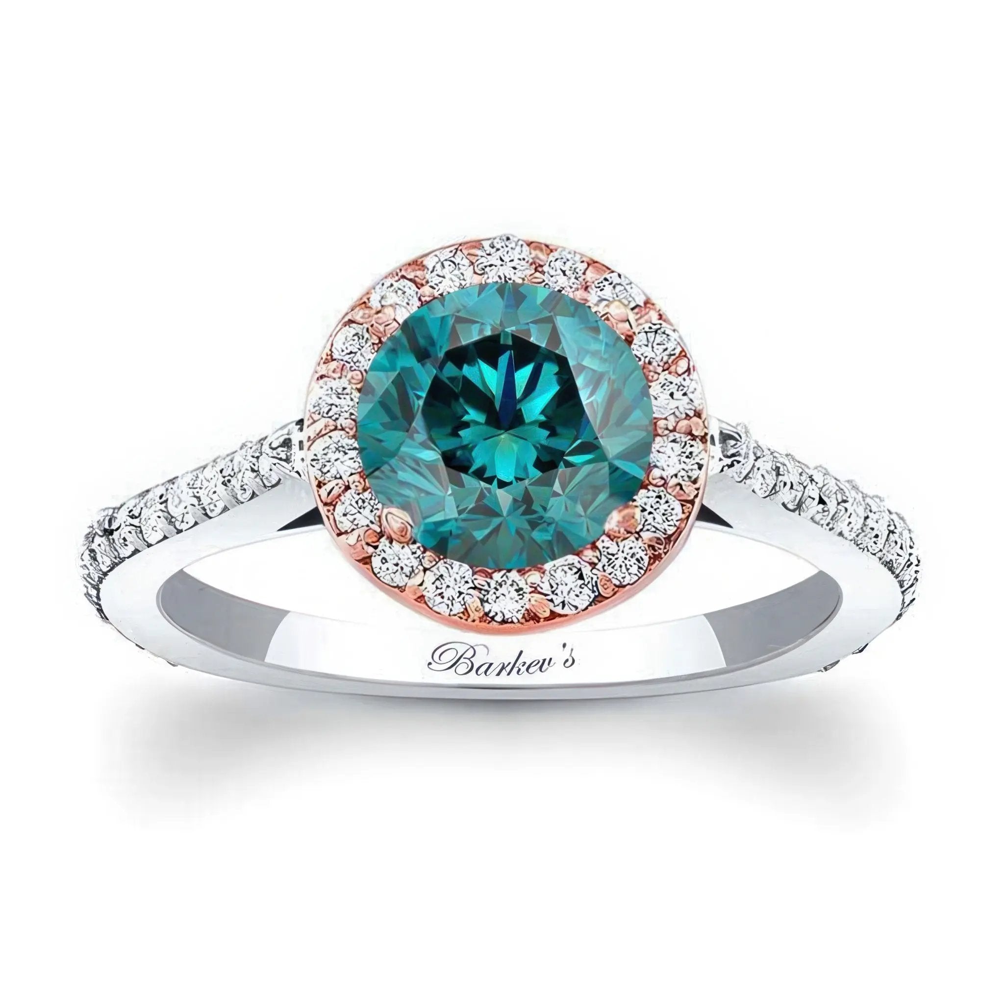 1 carat Halo Blue And White Diamond Engagement Ring