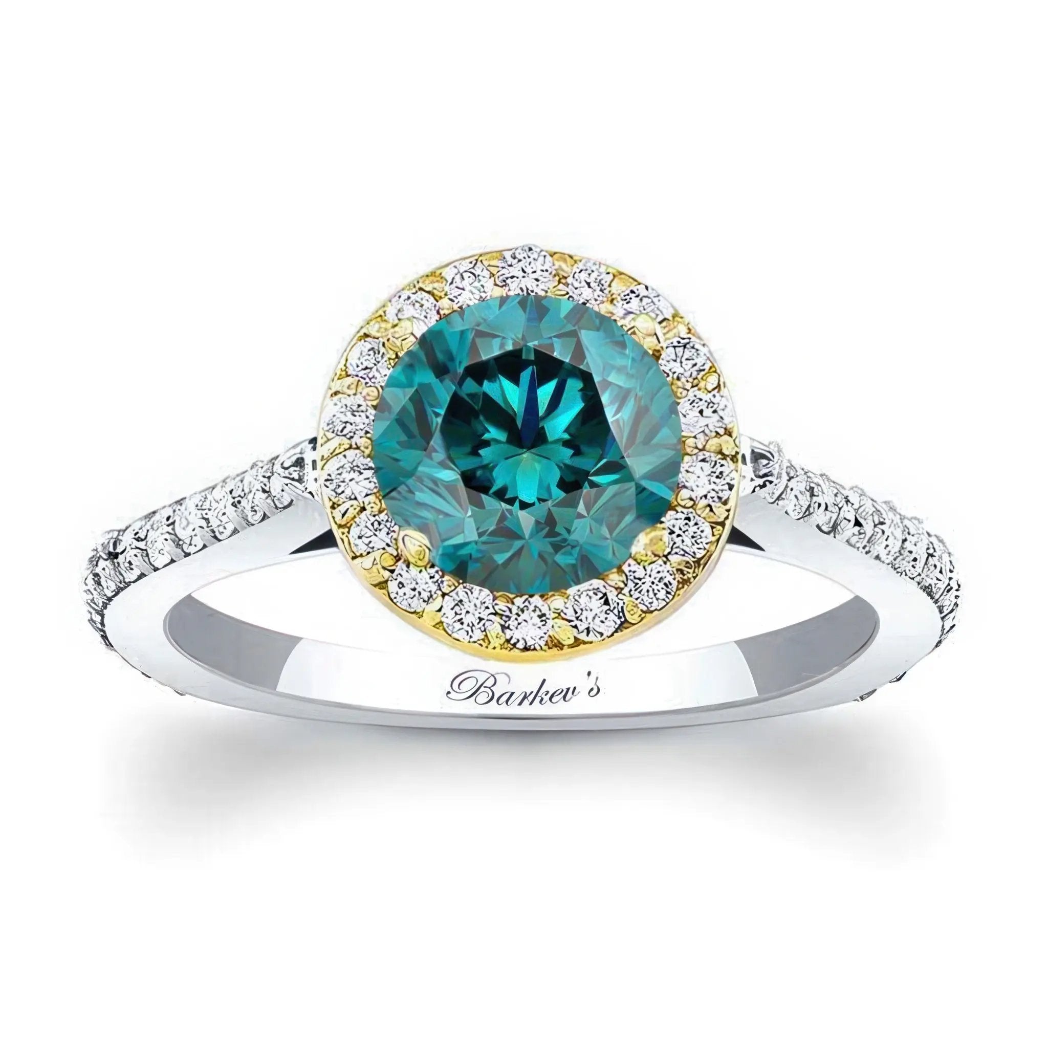 1 carat Halo Blue And White Diamond Engagement Ring