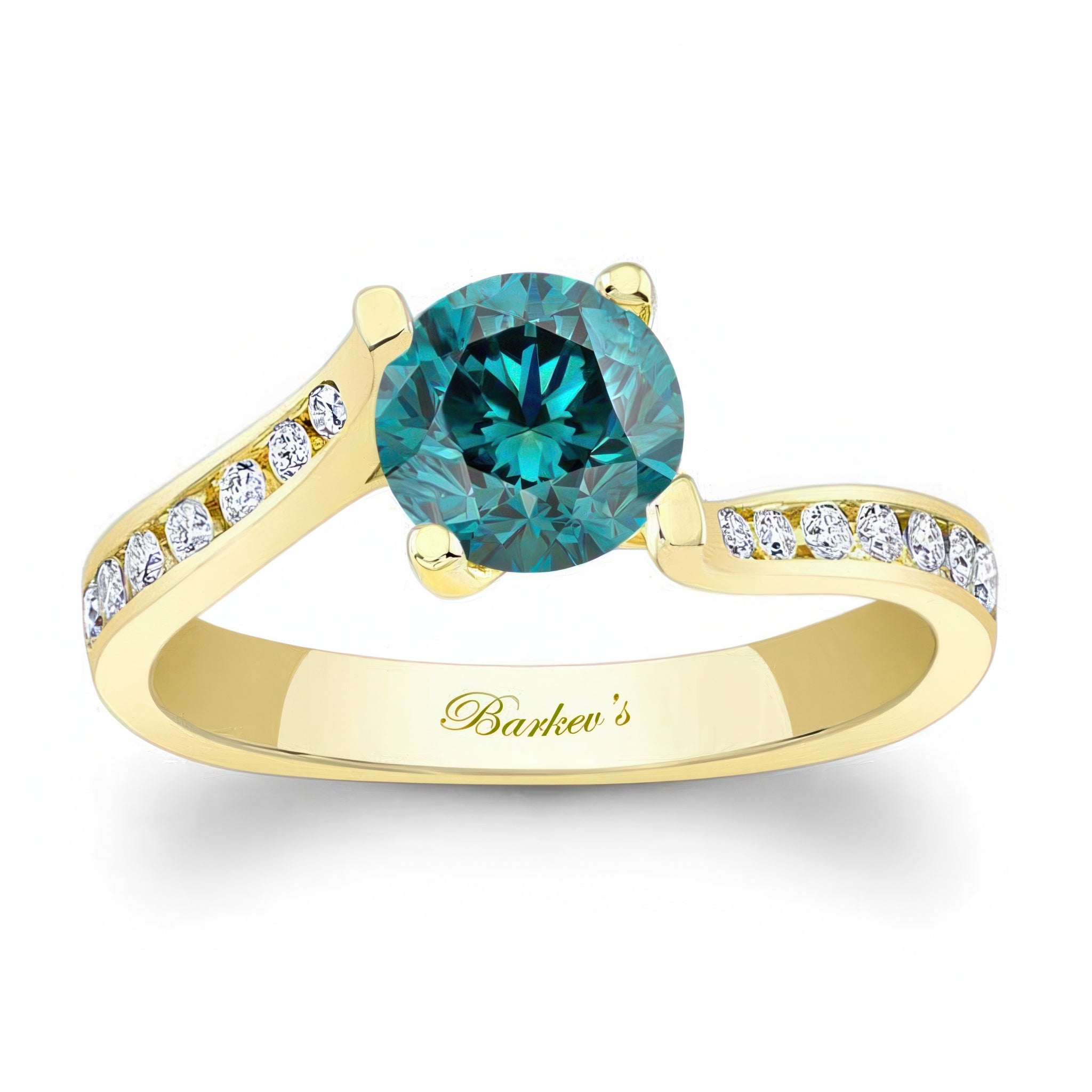 Open Bypass Blue And White Diamond Ring