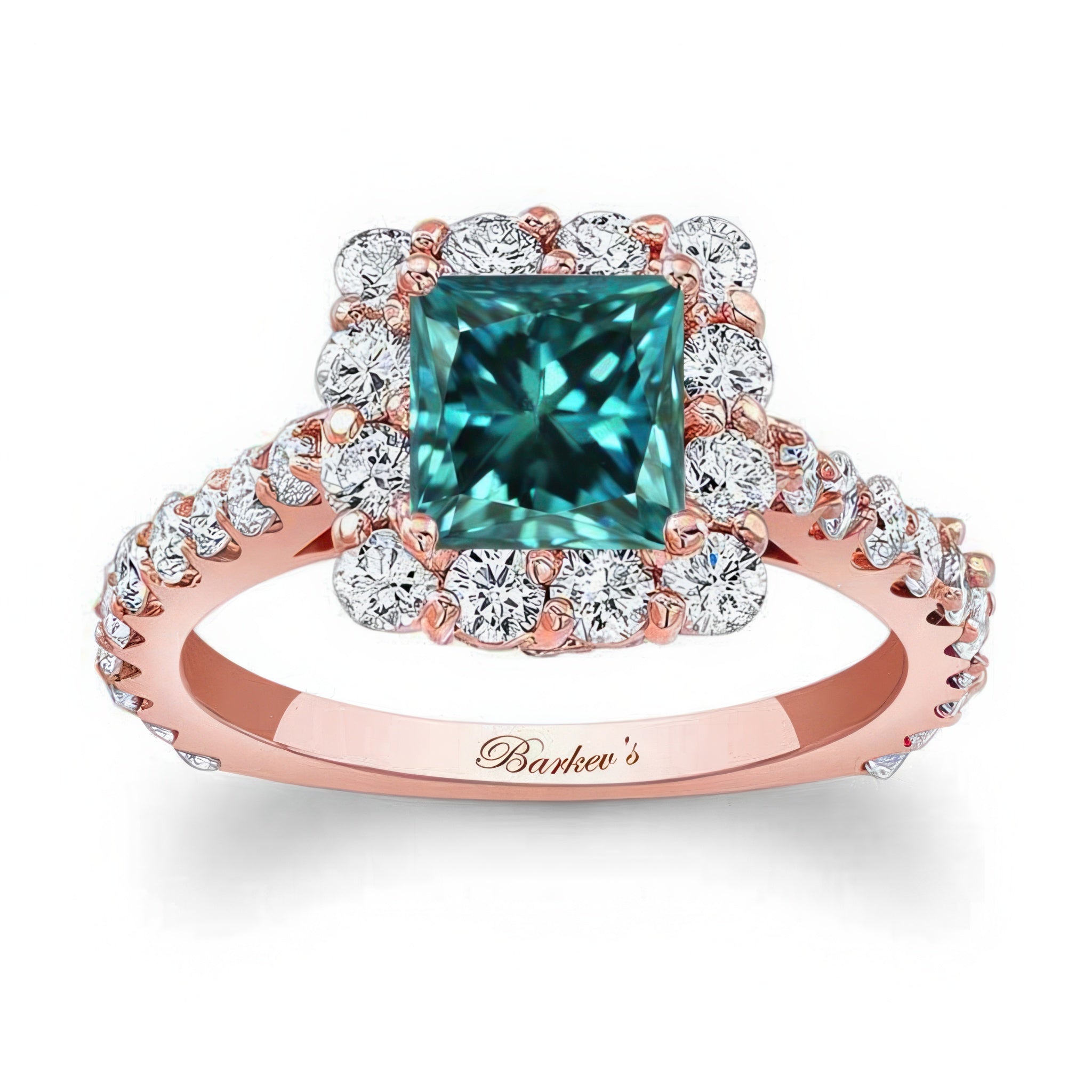 Blue And White Diamond Princess Ring