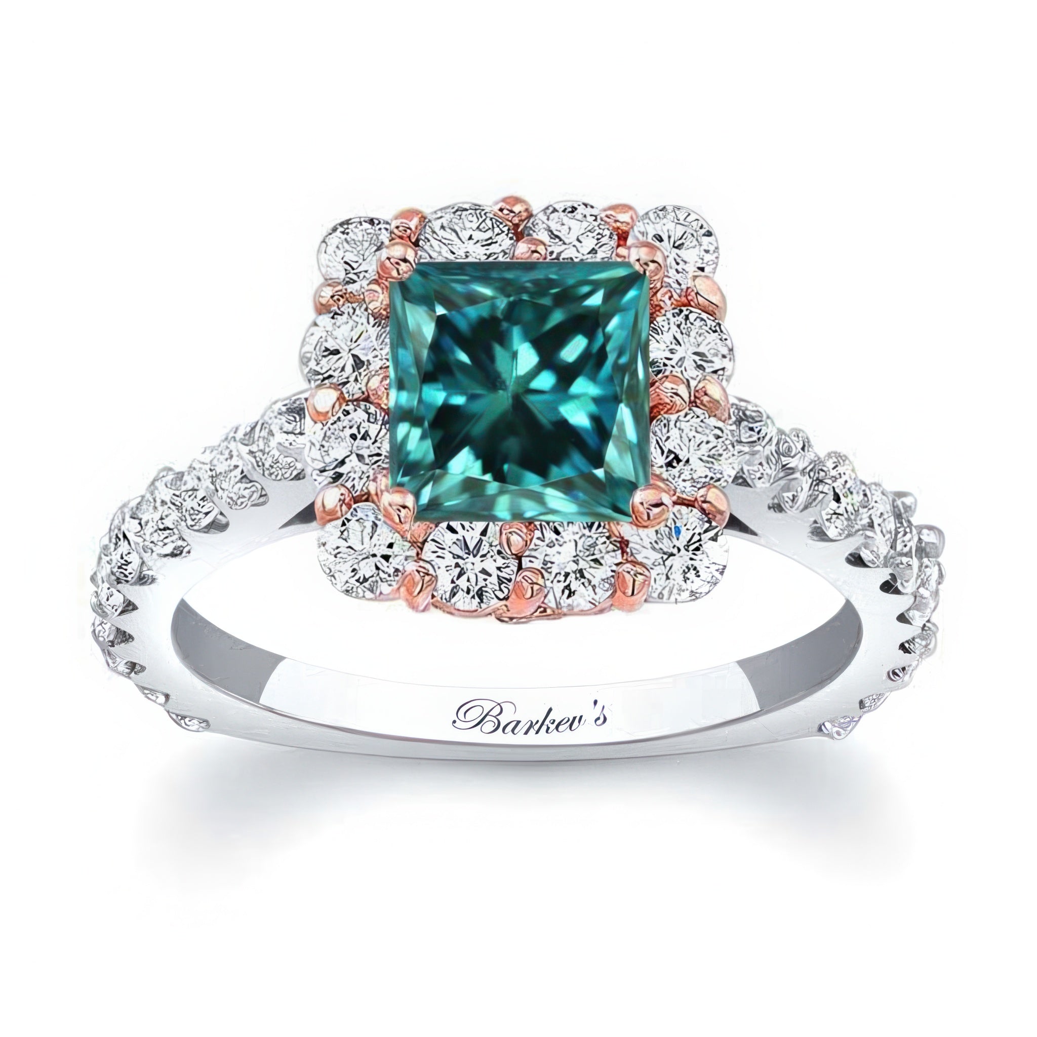 Blue And White Diamond Princess Ring