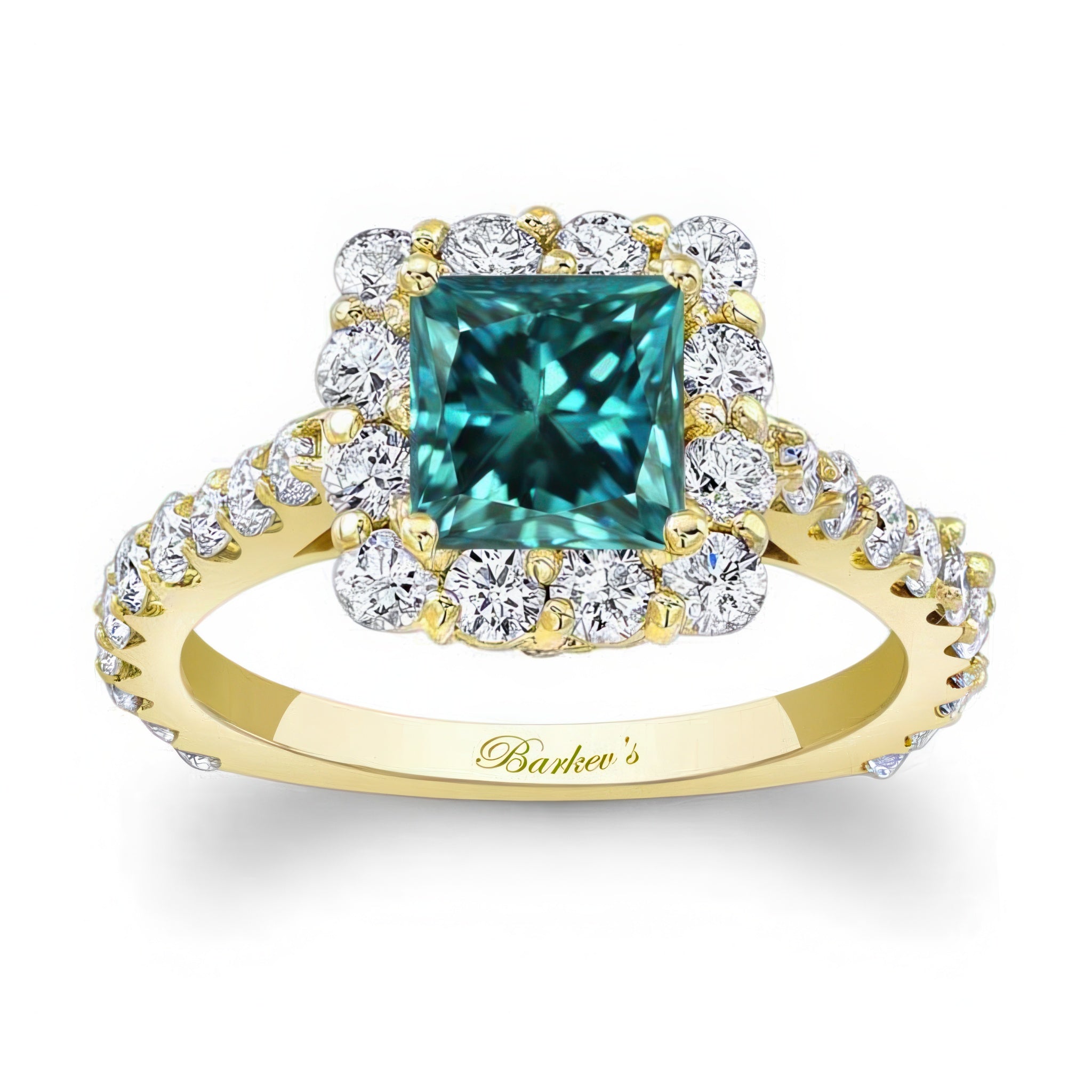 Blue And White Diamond Princess Ring