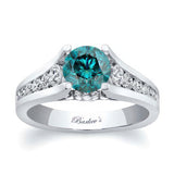 Cathedral Blue And White Diamond Ring