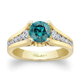 Cathedral Blue And White Diamond Ring