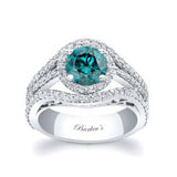 Halo Blue And White Diamond Ring