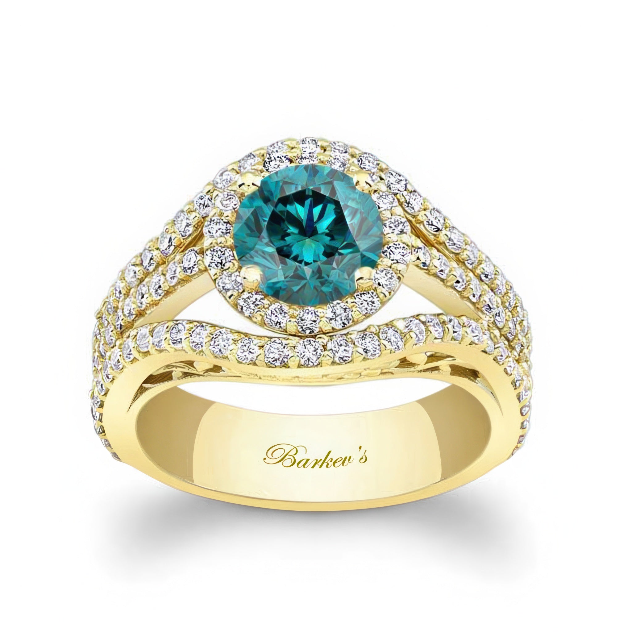 Halo Blue And White Diamond Ring