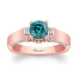 Cathedral Setting Blue And White Diamond Ring