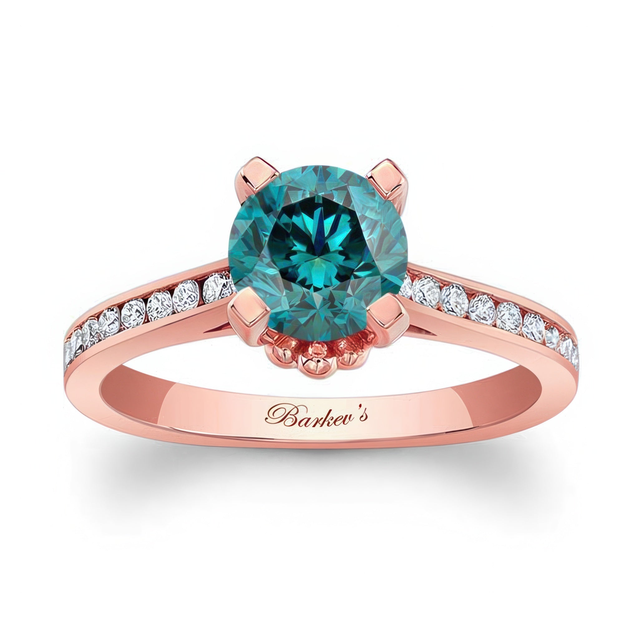 Channel Set Blue And White Diamond Ring