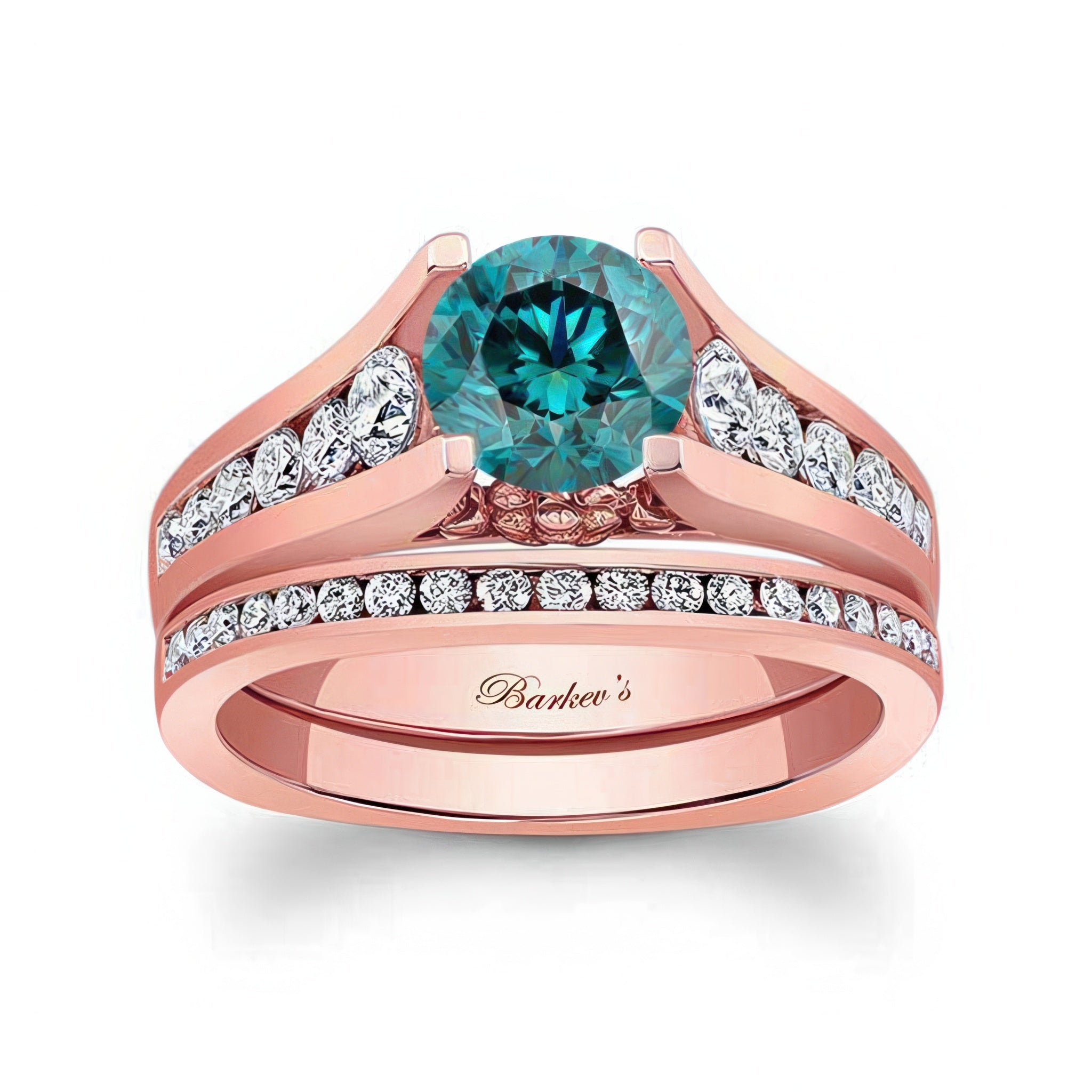 Classic Blue And White Diamond Channel Bridal Set