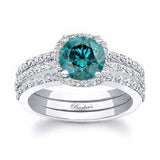 Halo Blue And White Diamond Wedding Set