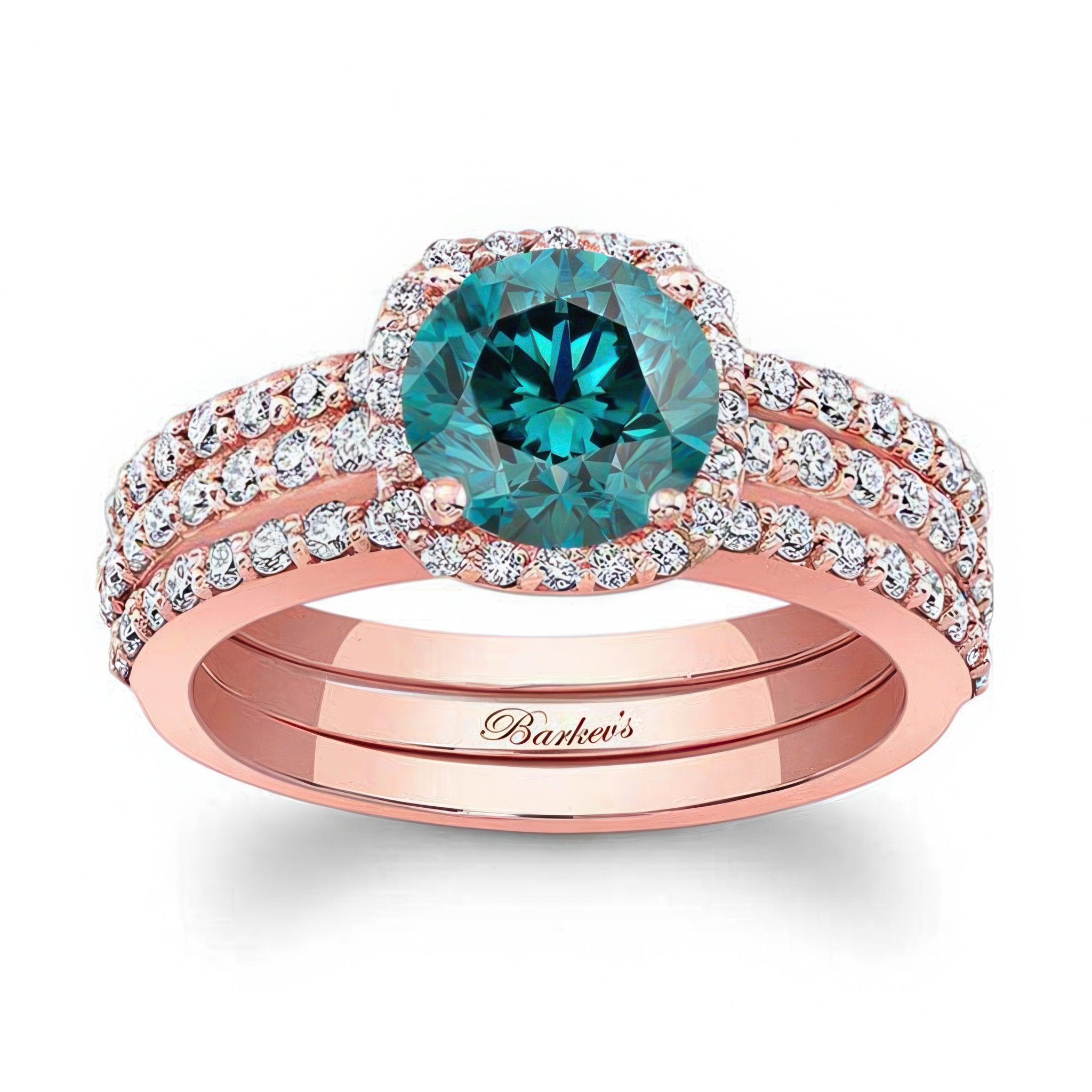 Halo Blue And White Diamond Wedding Set