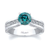 Round And Princess Cut Blue And White Diamond Ring