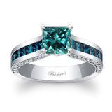 Princess Cut Lab Diamond Ring With Blue Diamonds