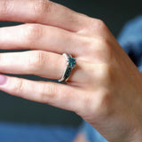 Round And Princess Cut Blue Diamond Accent Ring