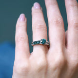 Round And Princess Cut Blue Diamond Accent Ring
