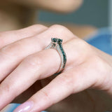Round And Princess Cut Blue Diamond Accent Ring