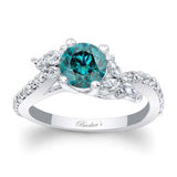 Round Blue And White Diamond Ring