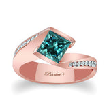 1 Carat Princess Cut Blue And White Diamond Bypass Ring