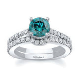 Traditional Blue And White Diamond Ring Set