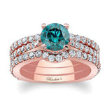 Traditional Blue And White Diamond Ring Set With 2 Bands