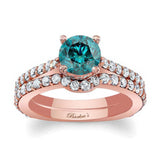 Traditional Blue And White Diamond Ring Set