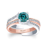 0.75 Carat Blue And White Diamond Interlocking Bridal Set