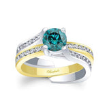 0.75 Carat Blue And White Diamond Interlocking Bridal Set