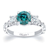 Vintage 3 Stone Blue And White Diamond Ring