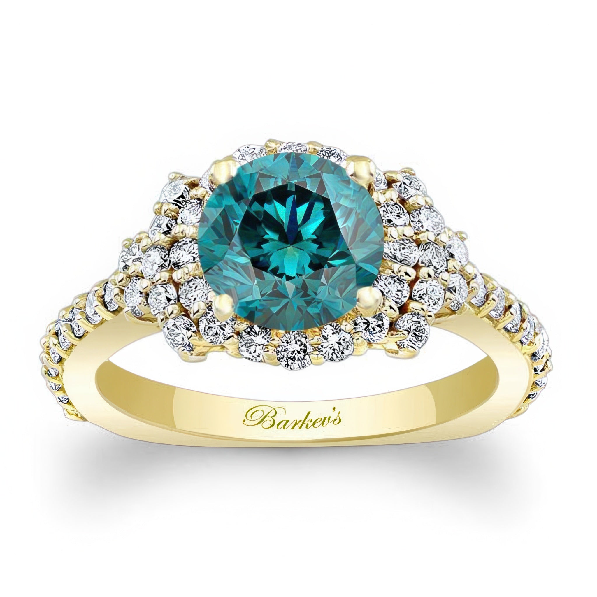 Blue And White Diamond Cluster Ring