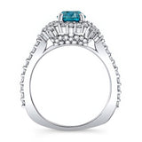 Blue And White Diamond Cluster Ring