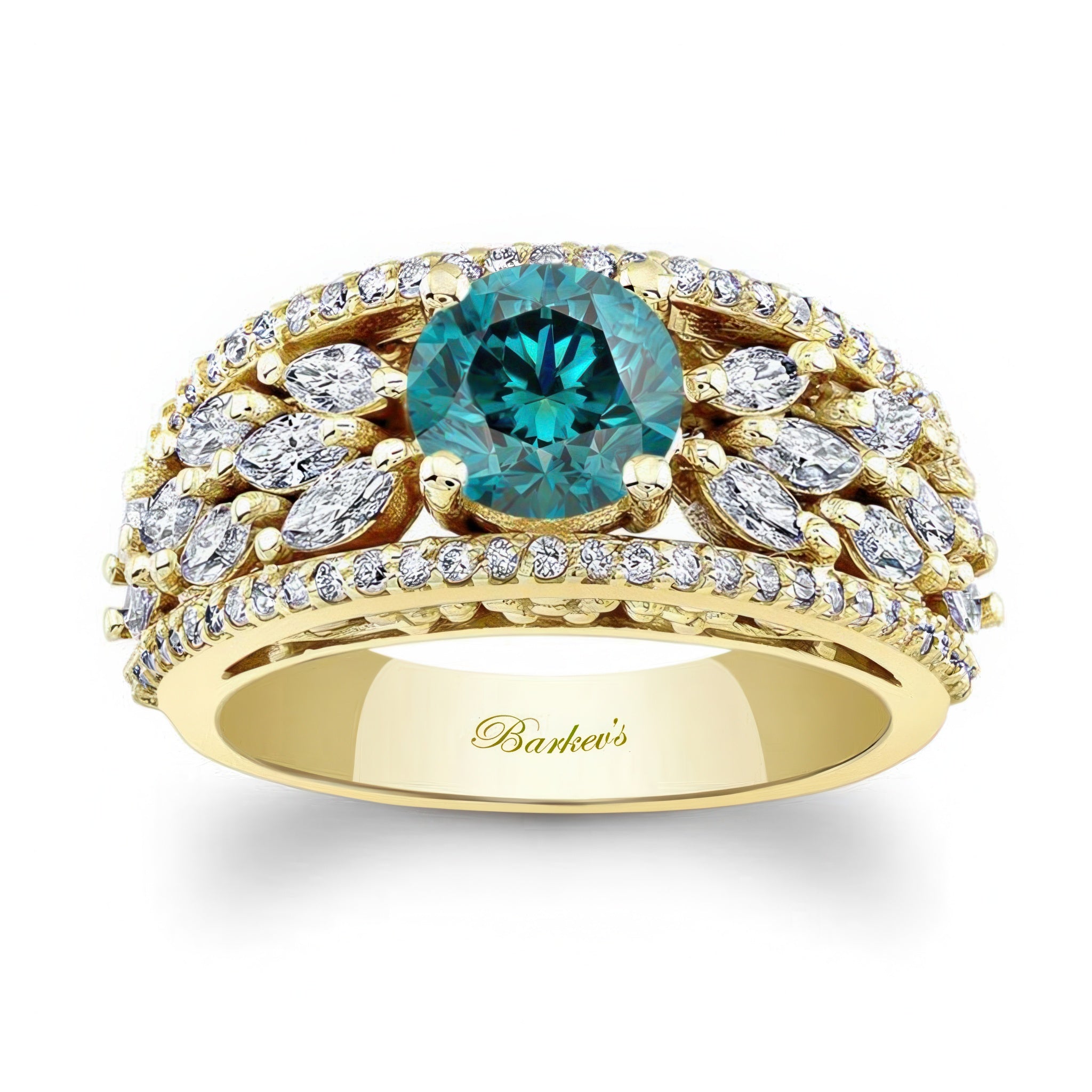 Vintage Blue And White Diamond Cluster Ring