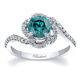 Thin Band Blue And White Diamond Engagement Ring
