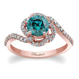 Thin Band Blue And White Diamond Engagement Ring