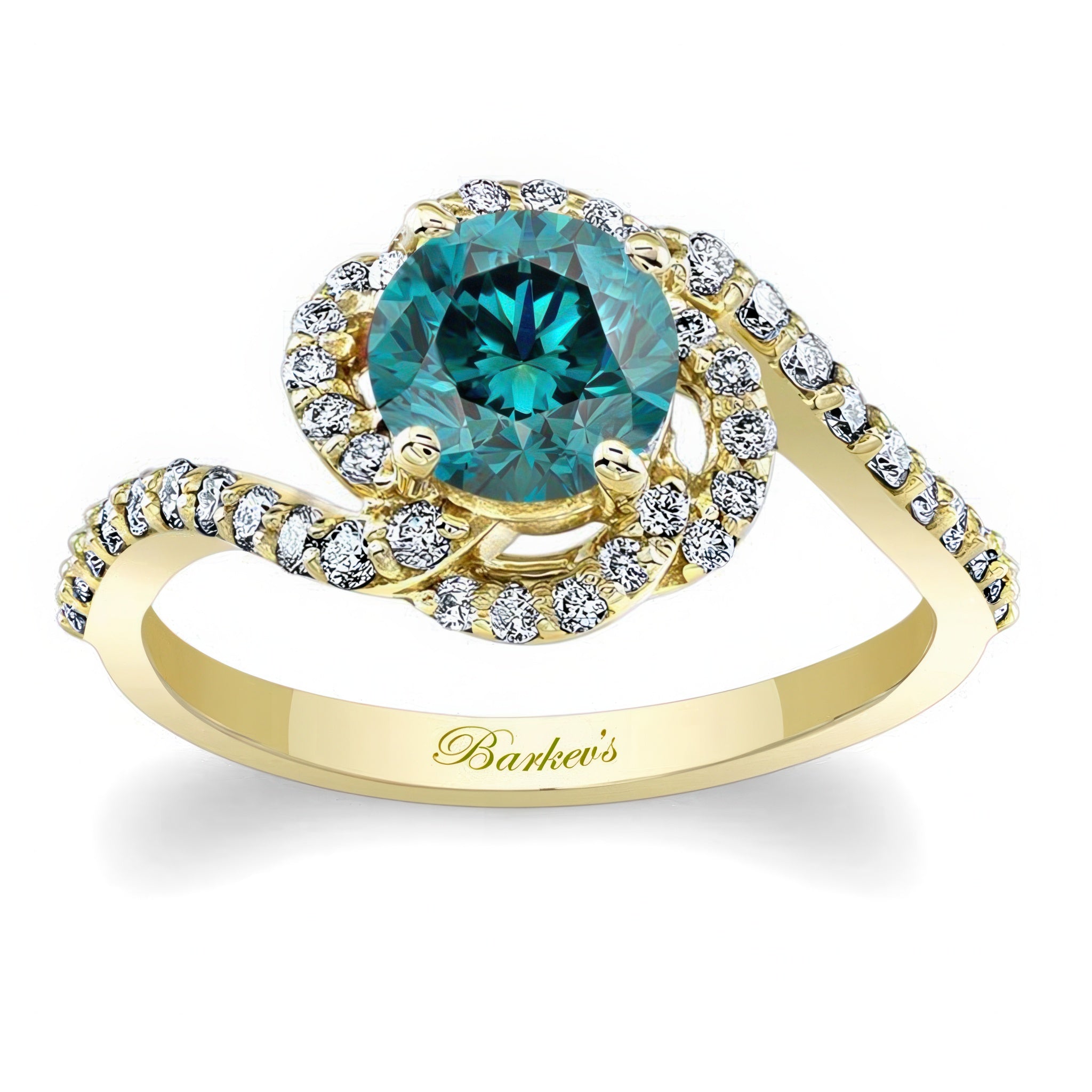 Thin Band Blue And White Diamond Engagement Ring