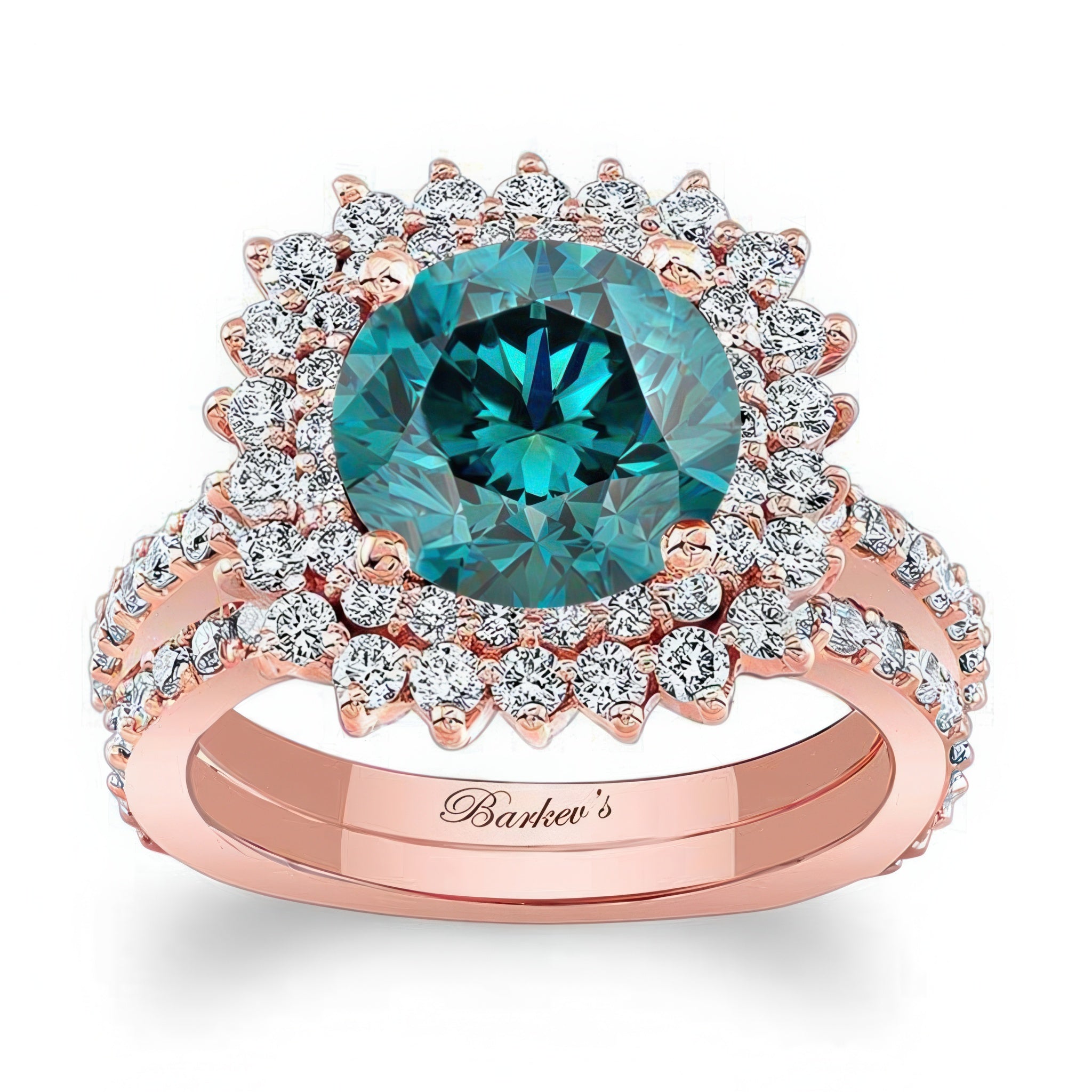 3 Carat Blue And White Diamond Engagement Ring Set