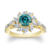 Blue And White Diamond Sunflower Engagement Ring