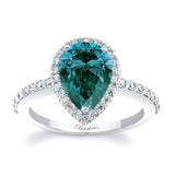 Pear Shaped Blue And White Diamond Ring