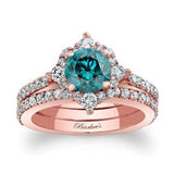 Classic Halo Blue And White Diamond Bridal Set