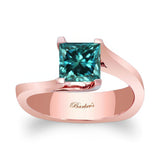 1.25 Carat Princess Cut Blue Diamond Solitaire Ring