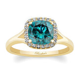 Cushion Blue And White Diamond Halo Ring