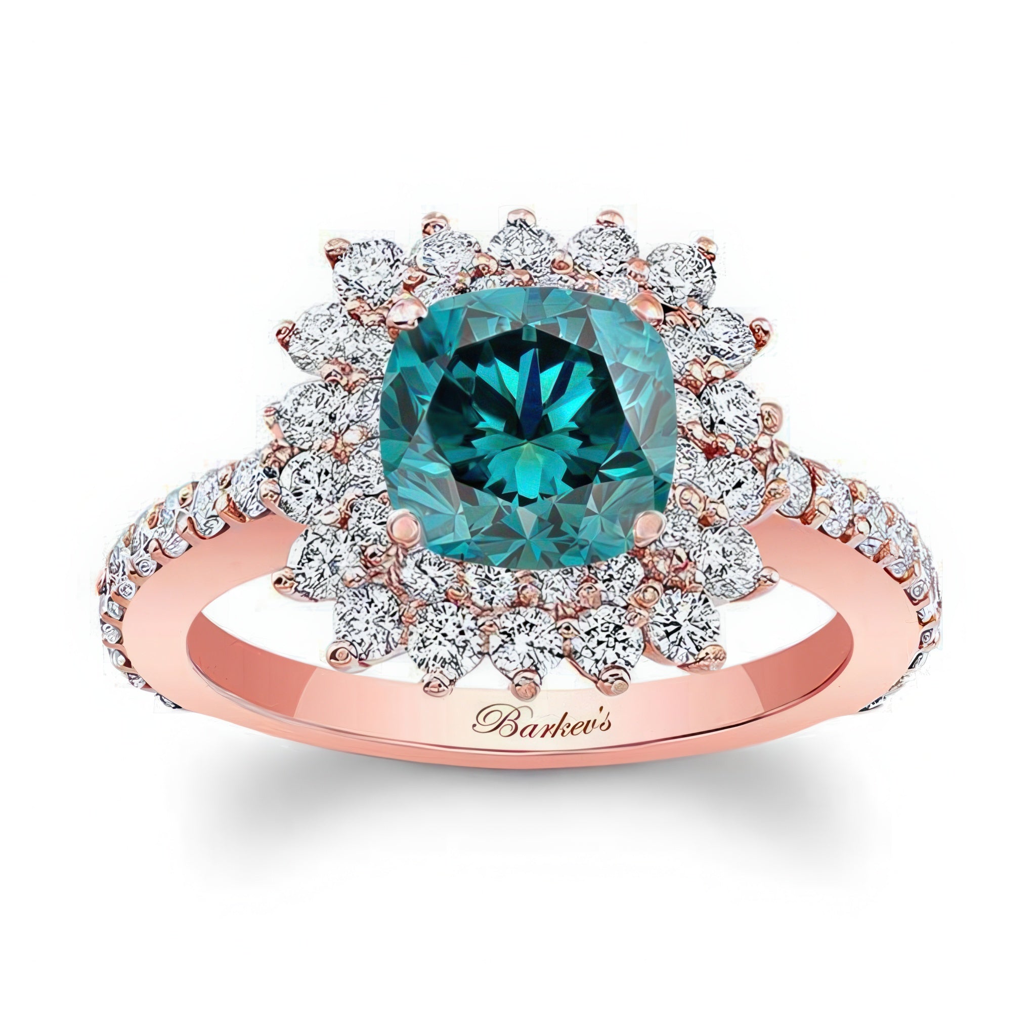 Starburst Blue And White Diamond Engagement Ring